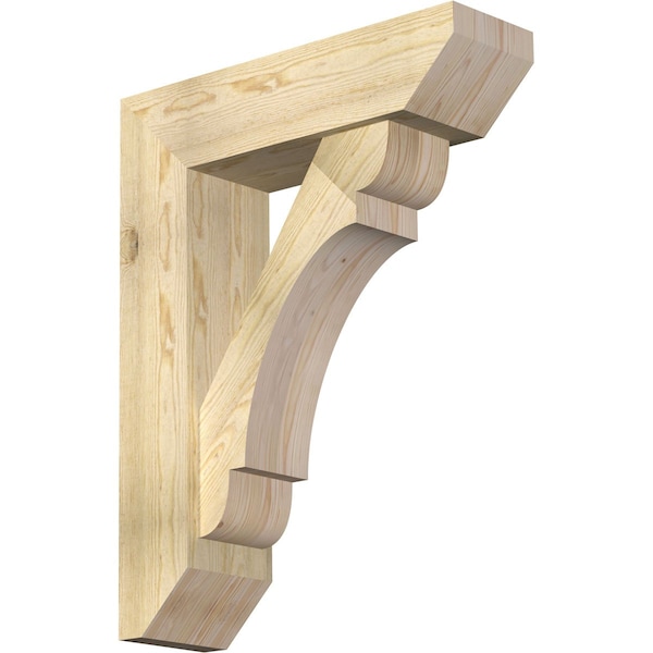 Ekena Millwork Olympic Slat Rough Sawn Bracket w/ Offset Brace, Douglas Fir, 8"W x 28"D x 36"H BKT0806X28X36OLY06RDF - main